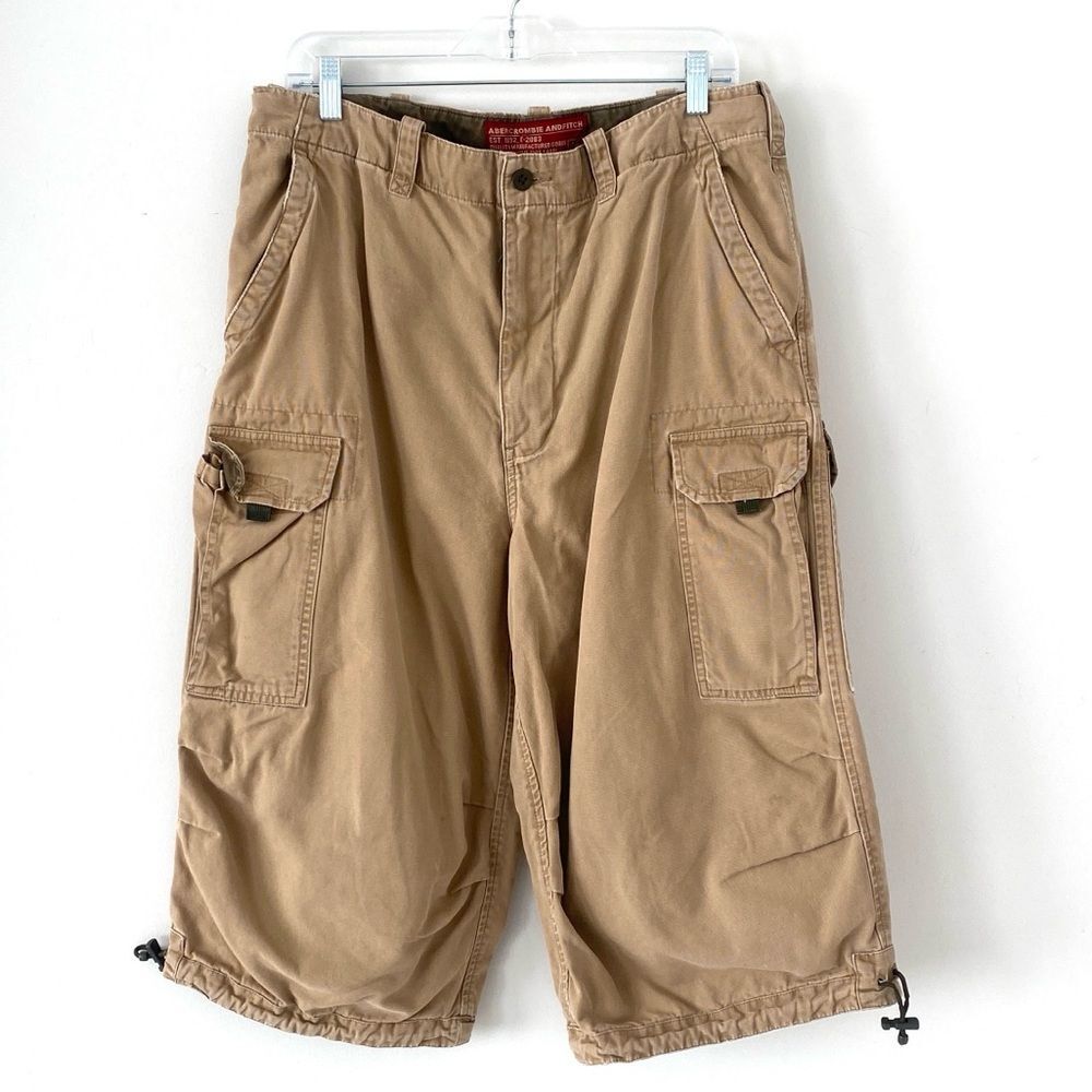 VTG Abercrombie & Fitch Men's Tan Cargo Baggy Shorts Sz L Military Street Beach
